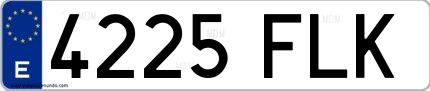 Ejemplo de matrícula española 4225 FLK