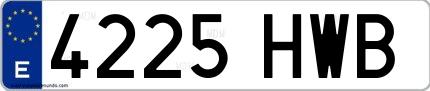 Ejemplo de matrícula española 4225 HWB
