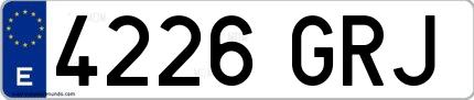Ejemplo de matrícula española 4226 GRJ