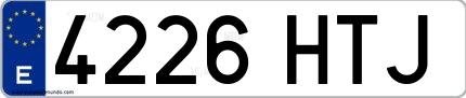 Ejemplo de matrícula española 4226 HTJ