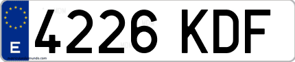 Ejemplo de matrícula de coche ordinaria 4226 KDF