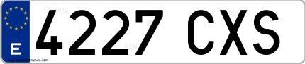 Ejemplo de matrícula española 4227 CXS
