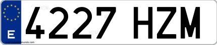 Ejemplo de matrícula española 4227 HZM