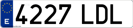Ejemplo de matrícula de coche ordinaria 4227 LDL
