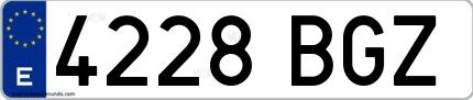 Ejemplo de matrícula española 4228 BGZ