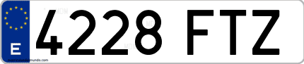 Ejemplo de matrícula de coche ordinaria 4228 FTZ