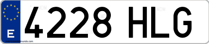 Ejemplo de matrícula de coche ordinaria 4228 HLG