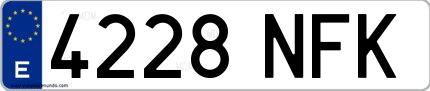 Ejemplo de matrícula española 4228 NFK