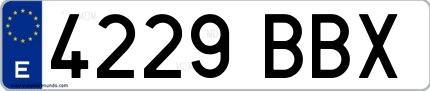 Ejemplo de matrícula española 4229 BBX