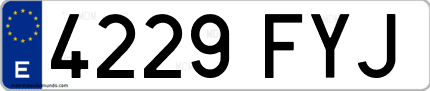 Ejemplo de matrícula de coche ordinaria 4229 FYJ