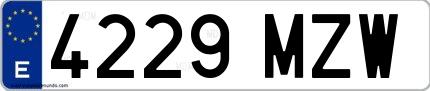 Ejemplo de matrícula española 4229 MZW