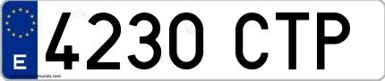 Ejemplo de matrícula española 4230 CTP