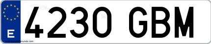 Ejemplo de matrícula española 4230 GBM