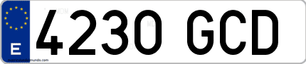 Ejemplo de matrícula de coche ordinaria 4230 GCD
