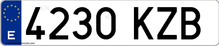 Ejemplo de matrícula de coche ordinaria 4230 KZB