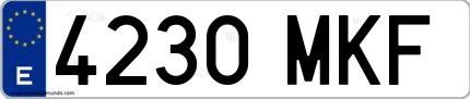 Ejemplo de matrícula española 4230 MKF