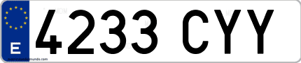 Ejemplo de matrícula de coche ordinaria 4233 CYY