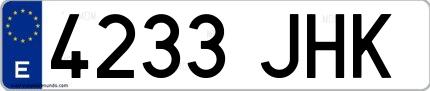 Ejemplo de matrícula española 4233 JHK