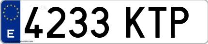 Ejemplo de matrícula española 4233 KTP