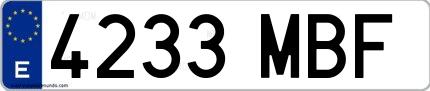 Ejemplo de matrícula española 4233 MBF
