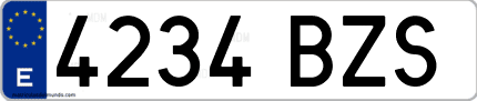 Ejemplo de matrícula de coche ordinaria 4234 BZS