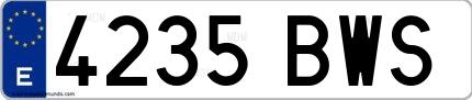 Ejemplo de matrícula española 4235 BWS