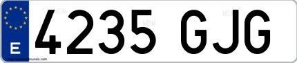 Ejemplo de matrícula española 4235 GJG
