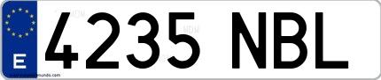 Ejemplo de matrícula española 4235 NBL