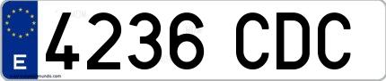 Ejemplo de matrícula española 4236 CDC