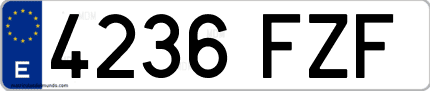 Ejemplo de matrícula de coche ordinaria 4236 FZF