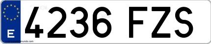 Ejemplo de matrícula española 4236 FZS