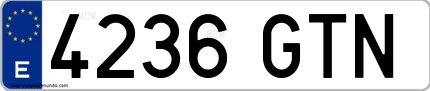 Ejemplo de matrícula española 4236 GTN