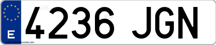 Ejemplo de matrícula de coche ordinaria 4236 JGN