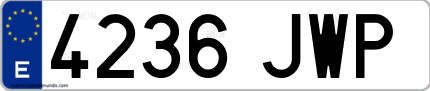 Ejemplo de matrícula de coche ordinaria 4236 JWP