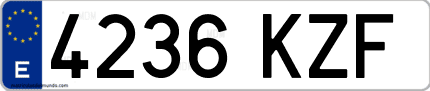 Ejemplo de matrícula de coche ordinaria 4236 KZF