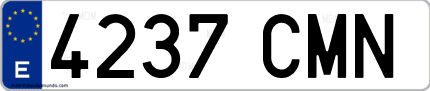 Ejemplo de matrícula de coche ordinaria 4237 CMN