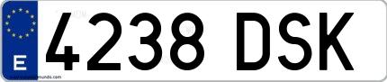 Ejemplo de matrícula española 4238 DSK