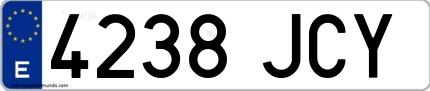 Ejemplo de matrícula española 4238 JCY