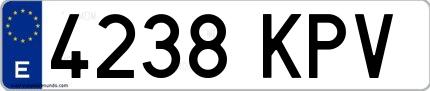 Ejemplo de matrícula española 4238 KPV