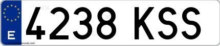 Ejemplo de matrícula española 4238 KSS