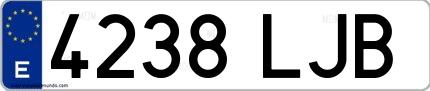 Ejemplo de matrícula española 4238 LJB
