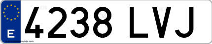 Ejemplo de matrícula de coche ordinaria 4238 LVJ