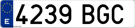 Ejemplo de matrícula de coche ordinaria 4239 BGC