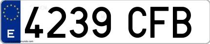 Ejemplo de matrícula española 4239 CFB