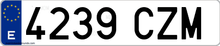 Ejemplo de matrícula de coche ordinaria 4239 CZM