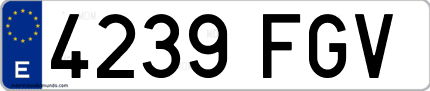 Ejemplo de matrícula de coche ordinaria 4239 FGV