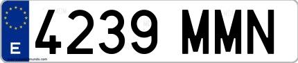 Ejemplo de matrícula española 4239 MMN