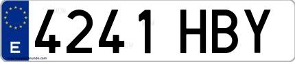 Ejemplo de matrícula española 4241 HBY