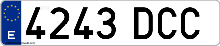 Ejemplo de matrícula de coche ordinaria 4243 DCC