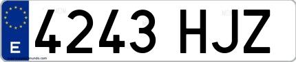 Ejemplo de matrícula española 4243 HJZ
